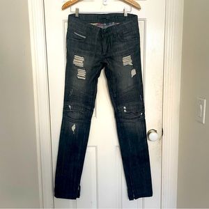 Rockstar for Kitson Distressed Zipper Skinny Jeans
